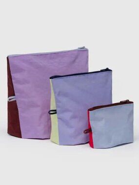 NWT Baggu Go Pouch Set - Kaleidoscope Mix (Wisteria. Mahogany)